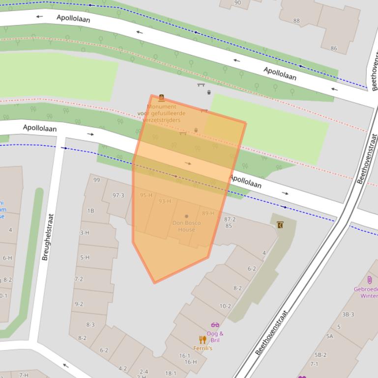 Kaart van postcodegebied 1077AM.