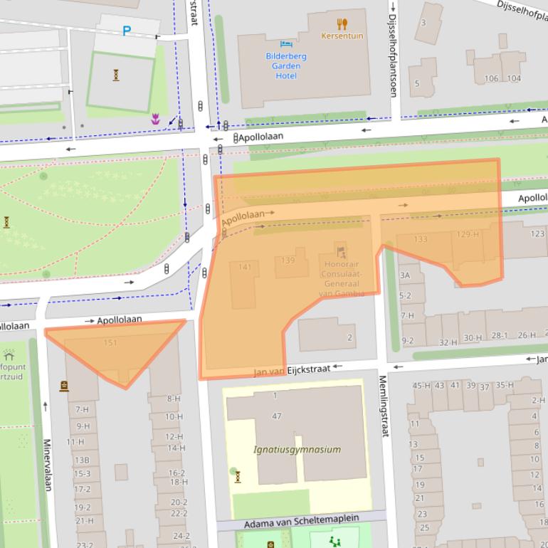 Kaart van postcodegebied 1077AR.