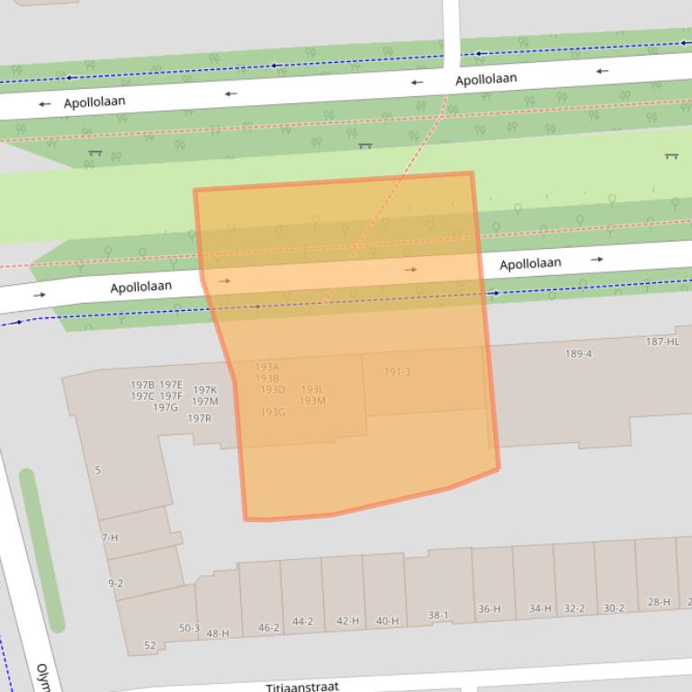 Kaart van postcodegebied 1077AW.
