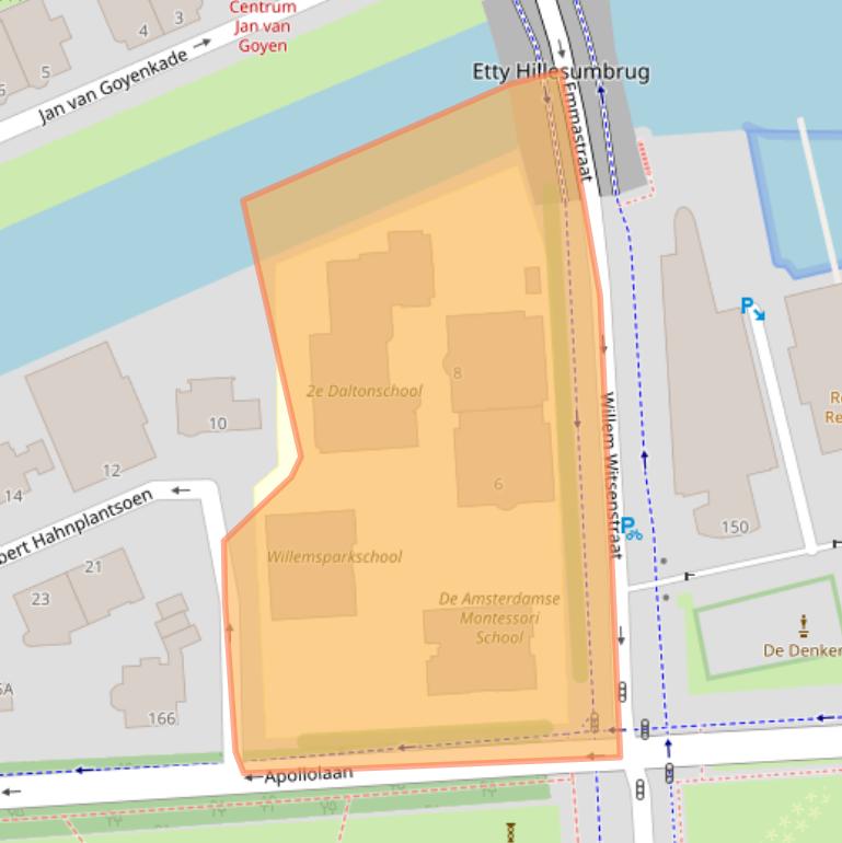 Kaart van postcodegebied 1077AZ.