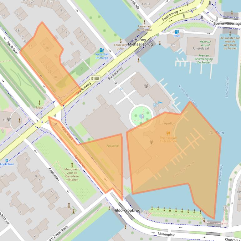 Kaart van postcodegebied 1077BA.