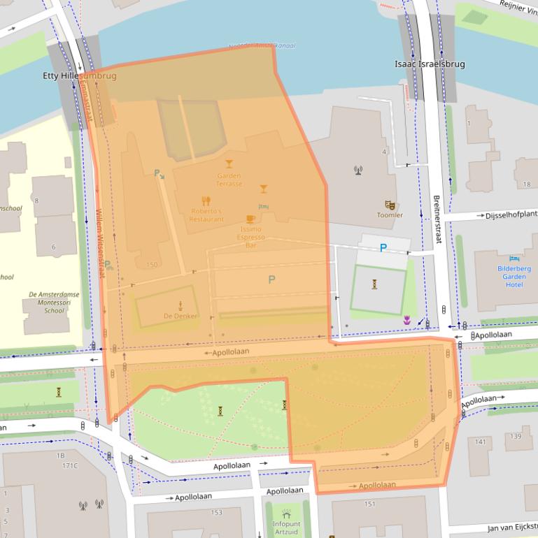 Kaart van postcodegebied 1077BG.