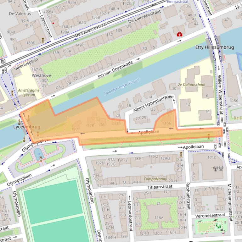 Kaart van postcodegebied 1077BH.