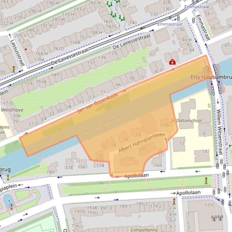 Kaart van postcodegebied 1077BM.