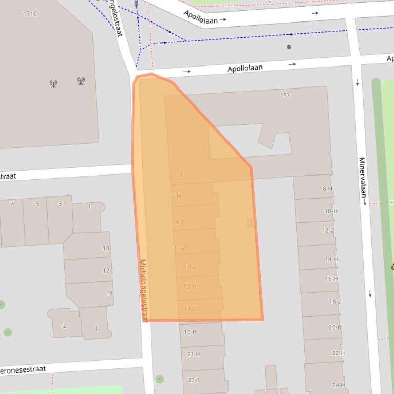 Kaart van postcodegebied 1077BN.