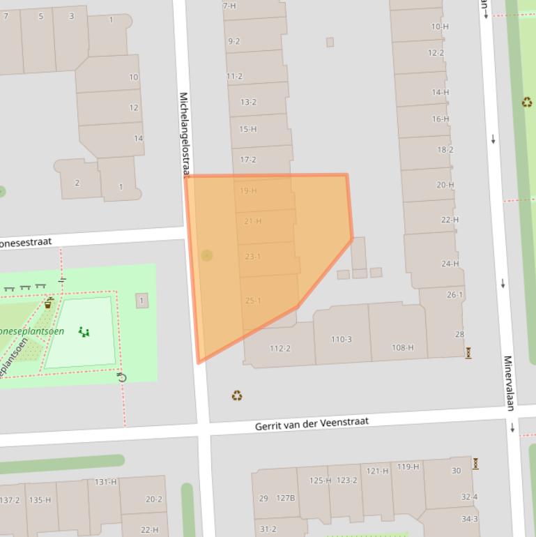 Kaart van postcodegebied 1077BP.
