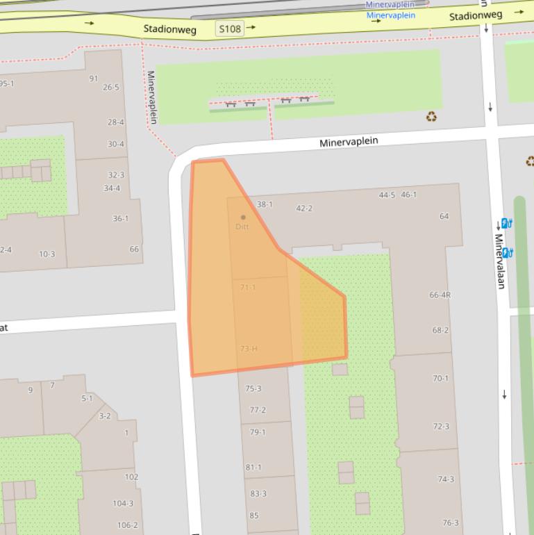 Kaart van postcodegebied 1077BW.