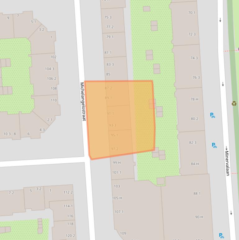 Kaart van postcodegebied 1077BZ.