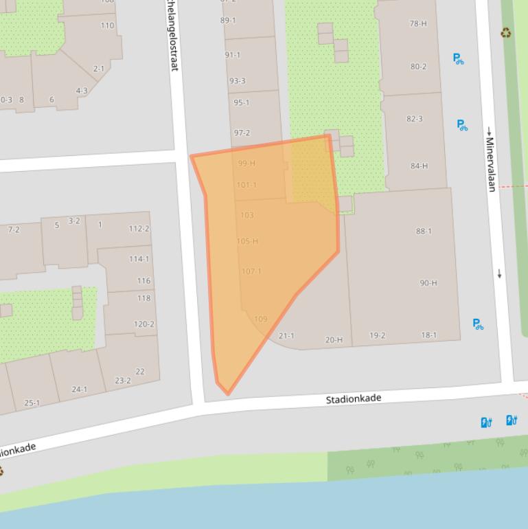 Kaart van postcodegebied 1077CA.