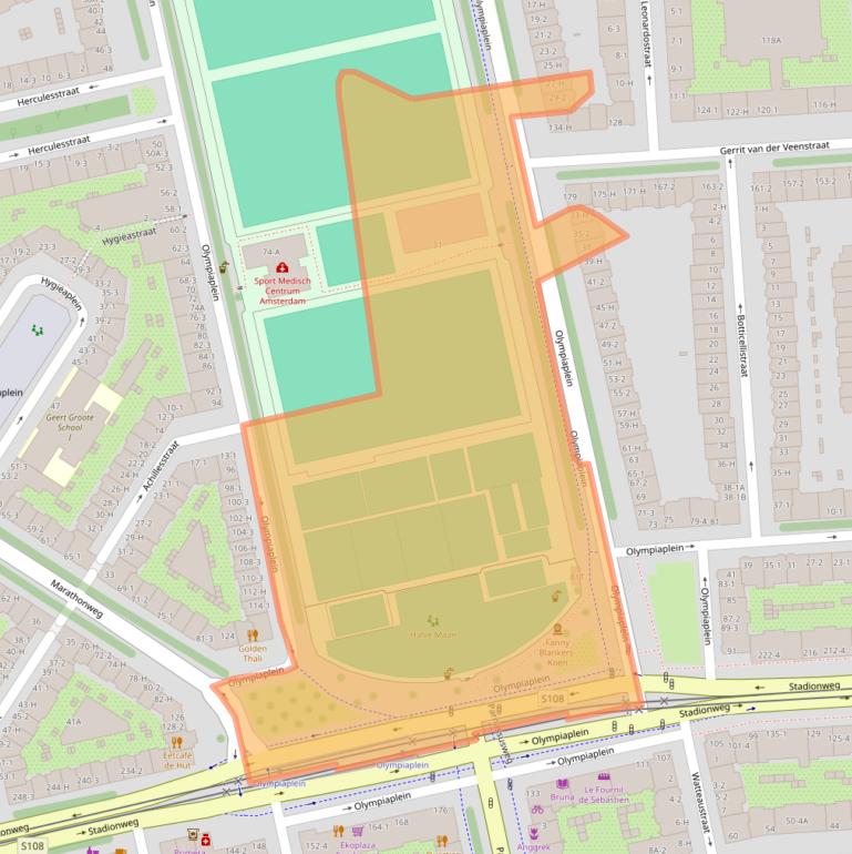 Kaart van postcodegebied 1077CL.