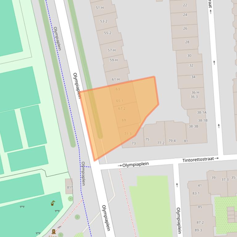 Kaart van postcodegebied 1077CP.