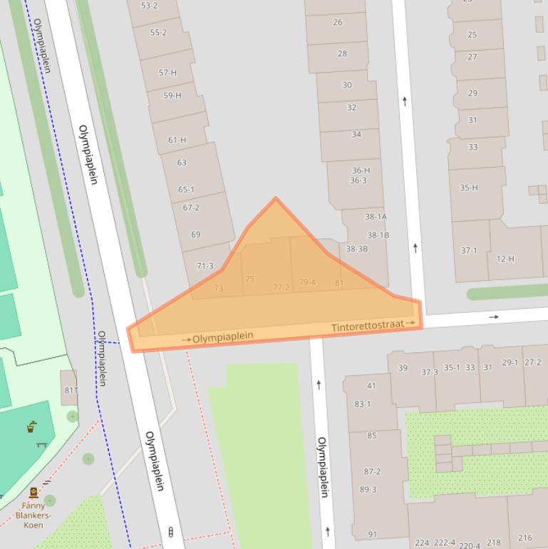 Kaart van postcodegebied 1077CR.