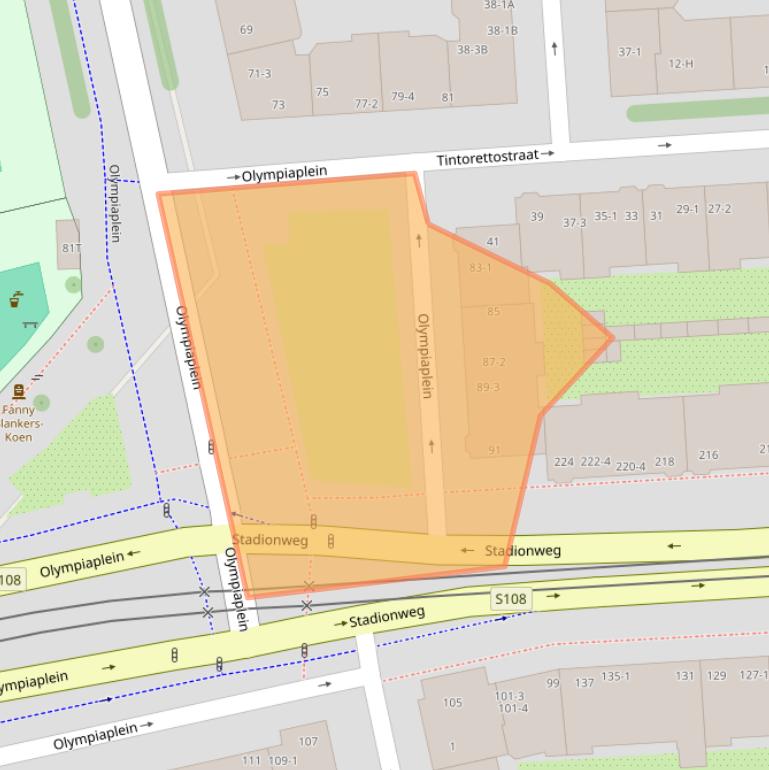 Kaart van postcodegebied 1077CS.