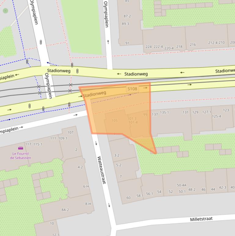 Kaart van postcodegebied 1077CT.
