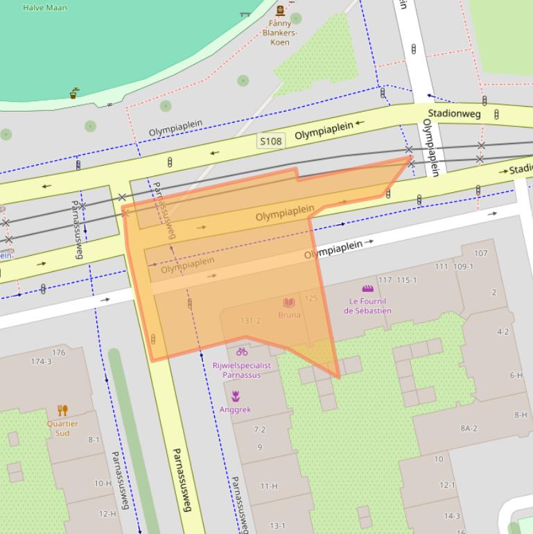 Kaart van postcodegebied 1077CX.