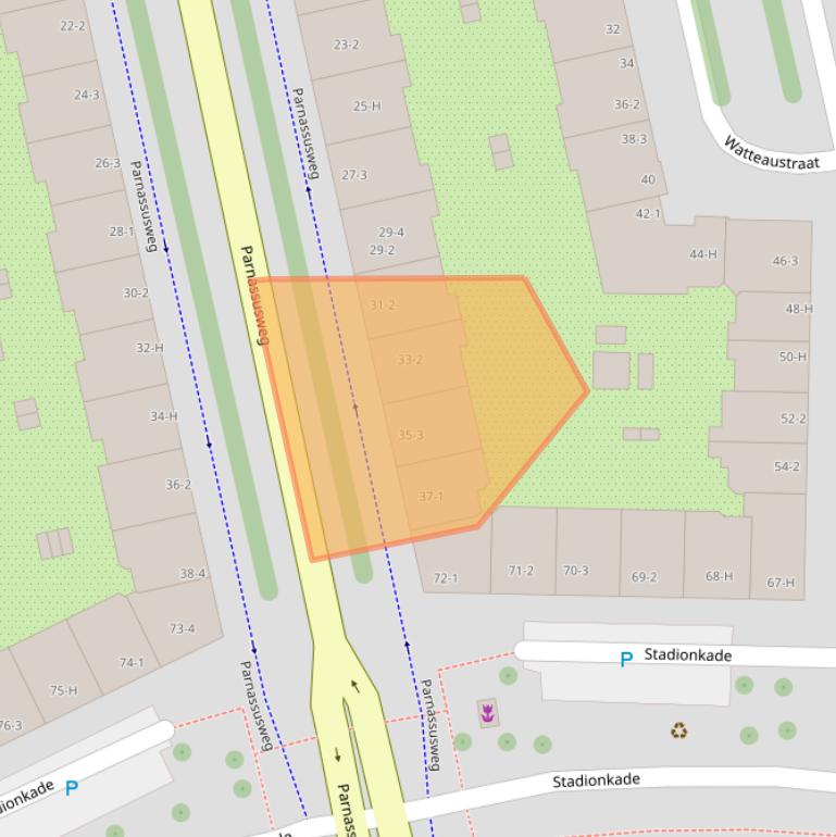 Kaart van postcodegebied 1077DD.