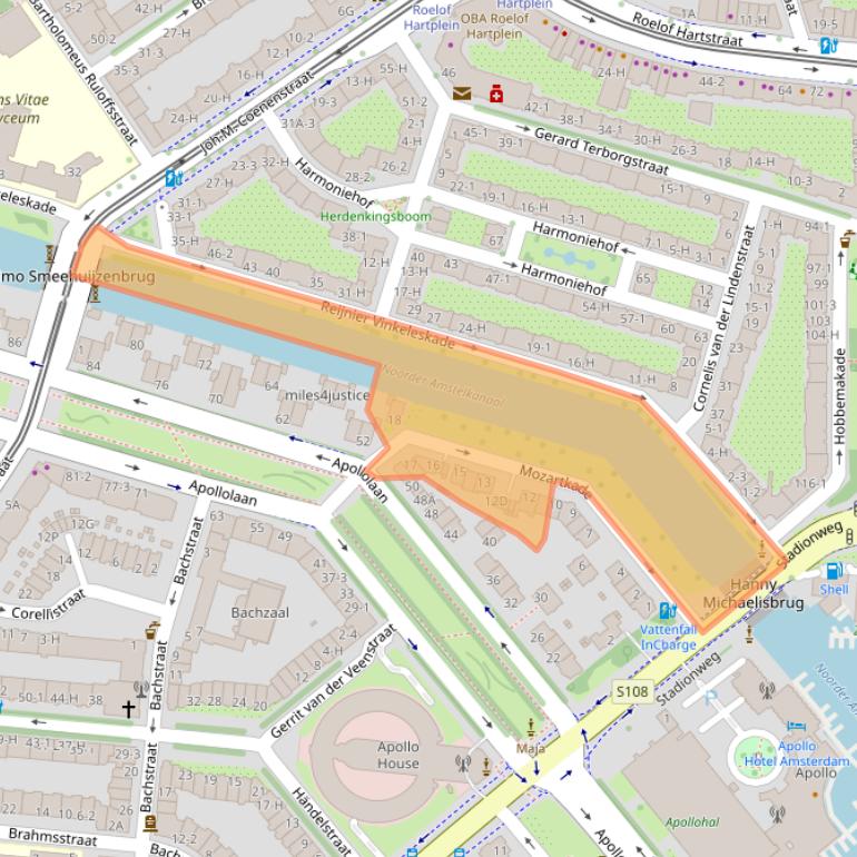 Kaart van postcodegebied 1077DJ.