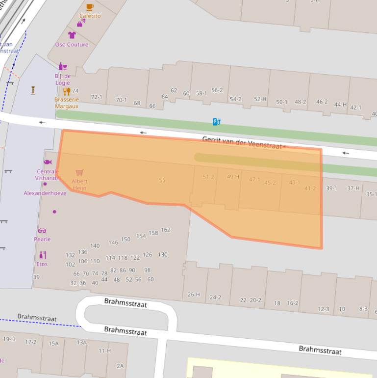 Kaart van postcodegebied 1077DP.