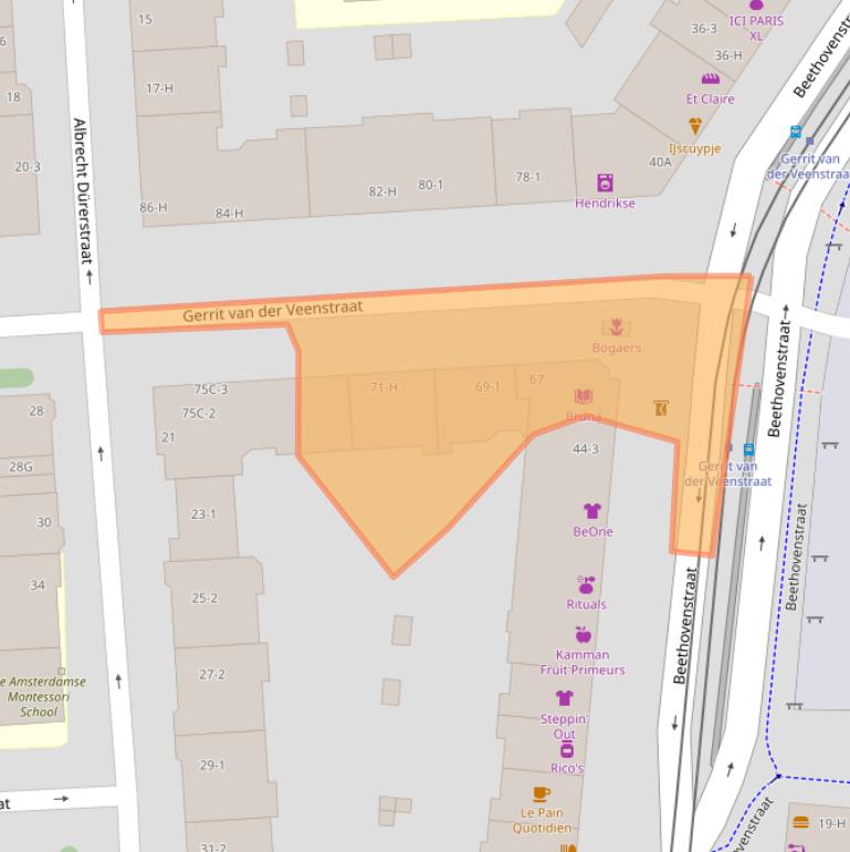 Kaart van postcodegebied 1077DR.