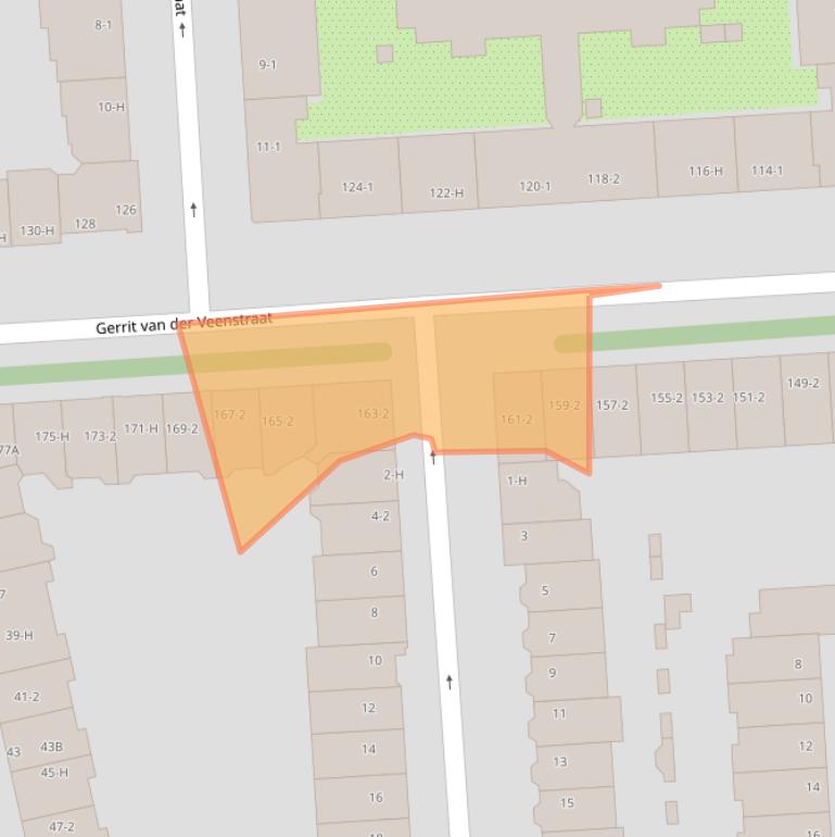 Kaart van postcodegebied 1077EA.