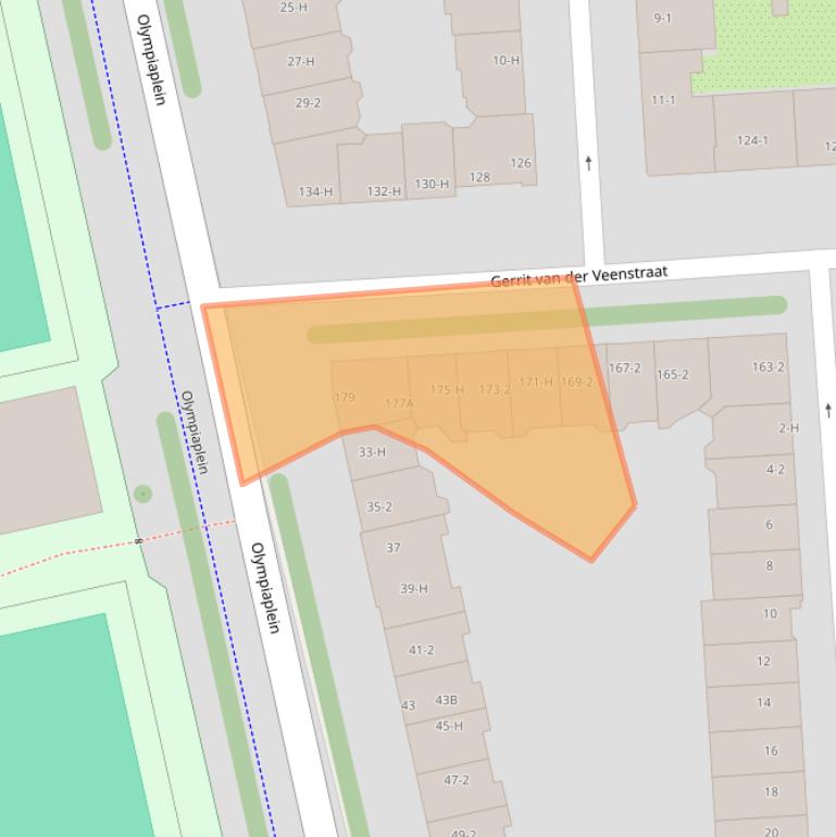 Kaart van postcodegebied 1077EB.