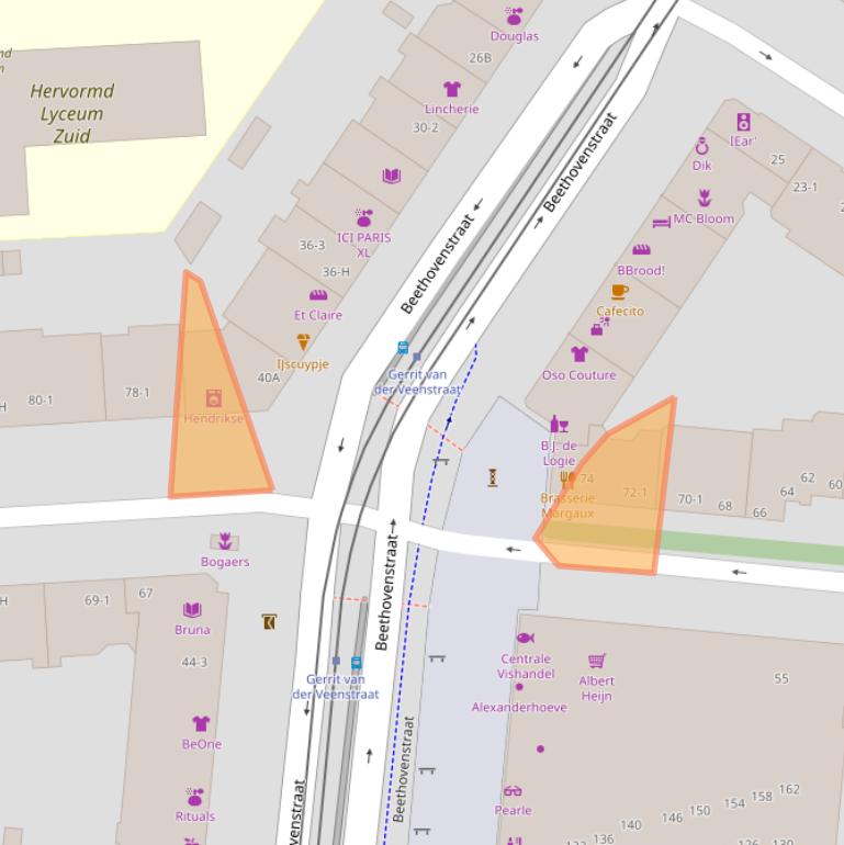 Kaart van postcodegebied 1077EJ.