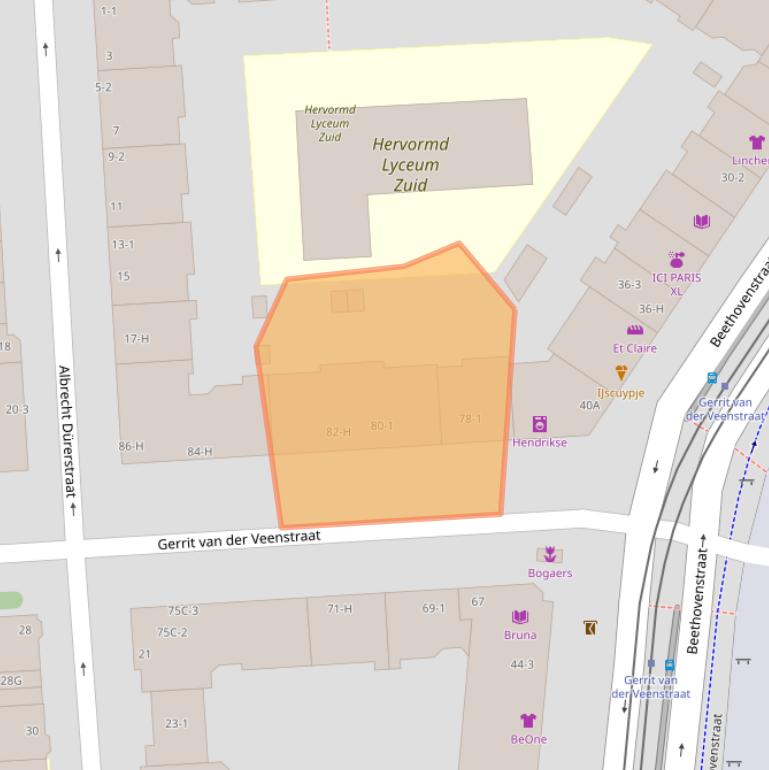 Kaart van postcodegebied 1077EK.