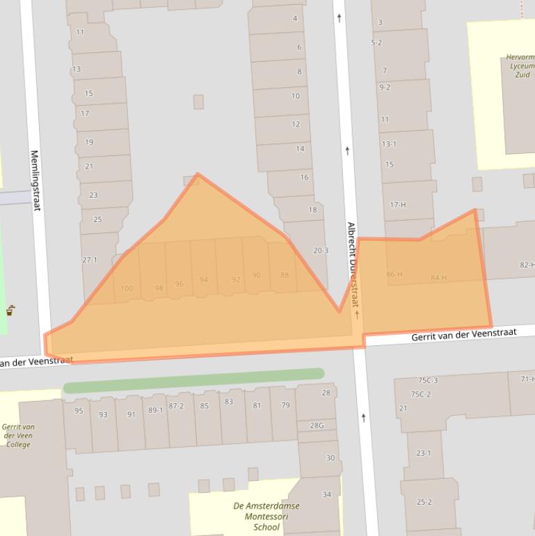 Kaart van postcodegebied 1077EL.