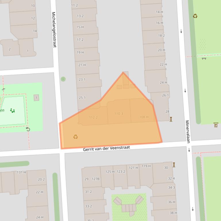 Kaart van postcodegebied 1077EN.