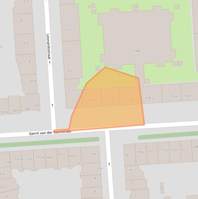 Kaart van postcodegebied 1077ER.