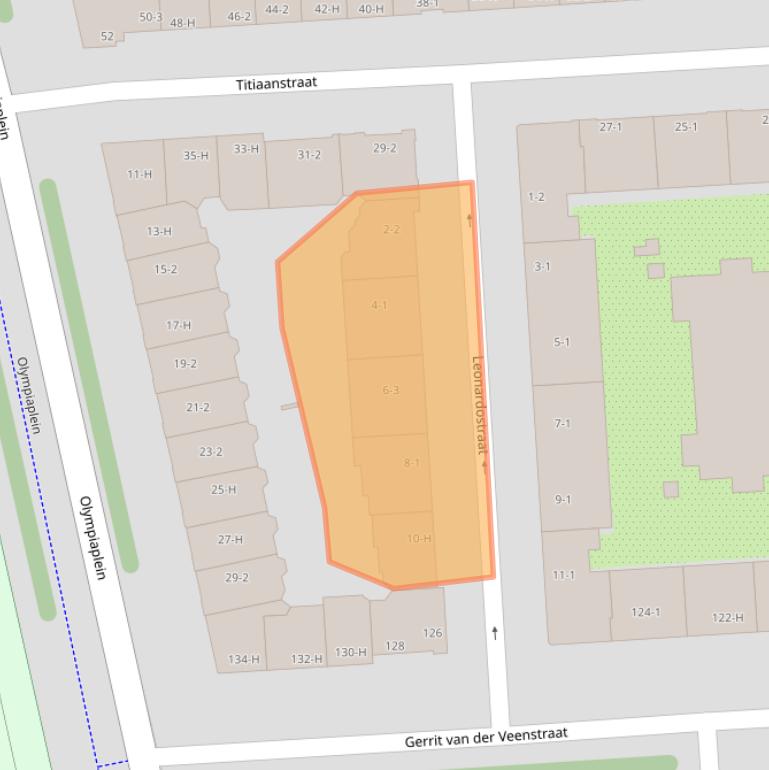 Kaart van postcodegebied 1077EV.