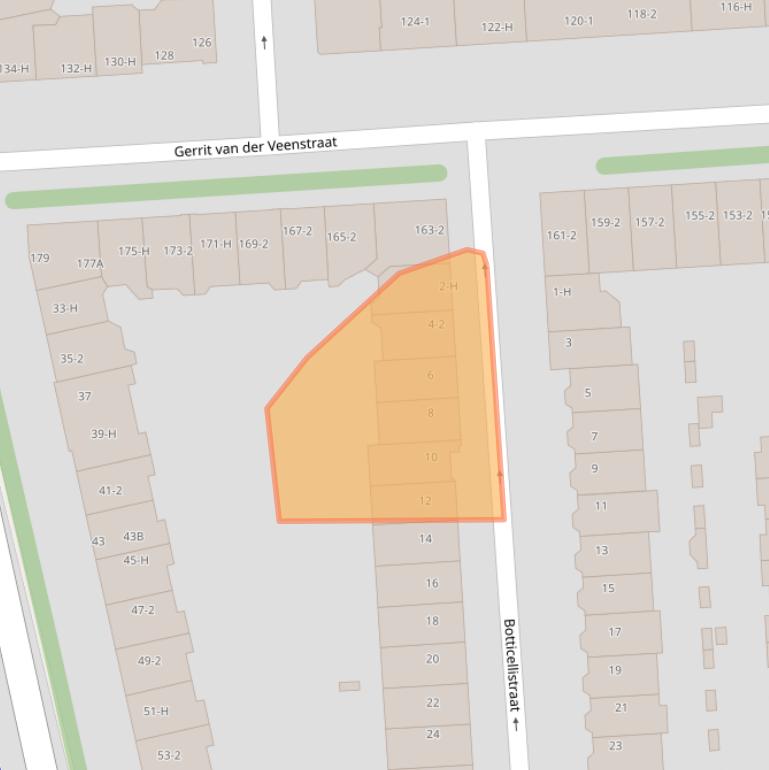 Kaart van postcodegebied 1077GA.