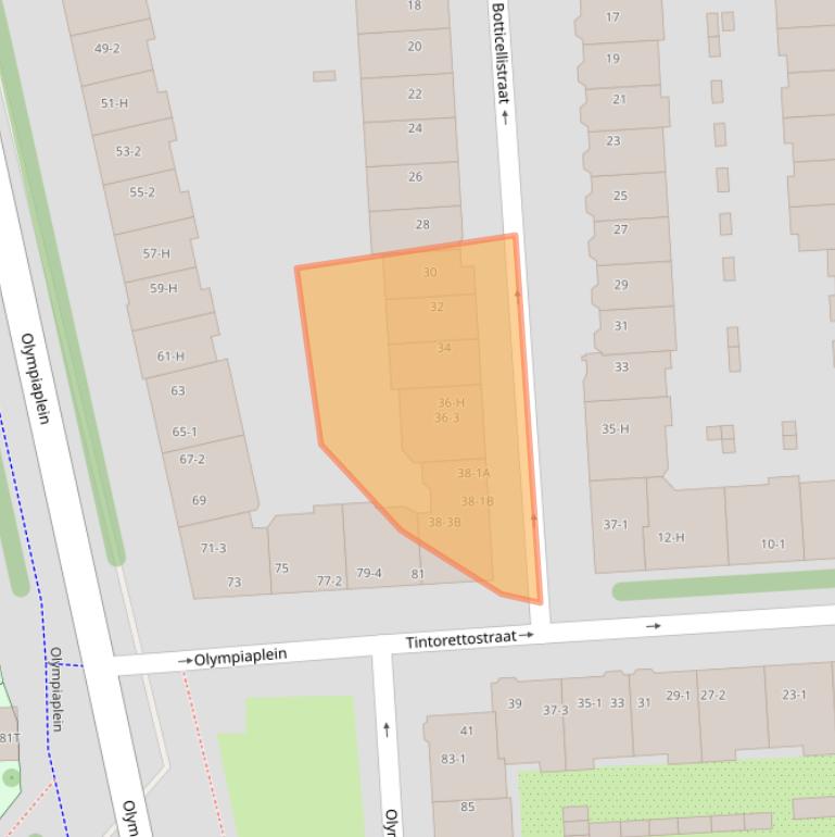 Kaart van postcodegebied 1077GC.