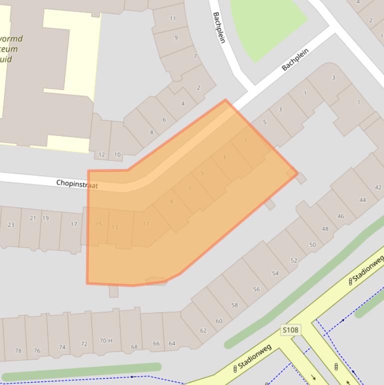 Kaart van postcodegebied 1077GL.