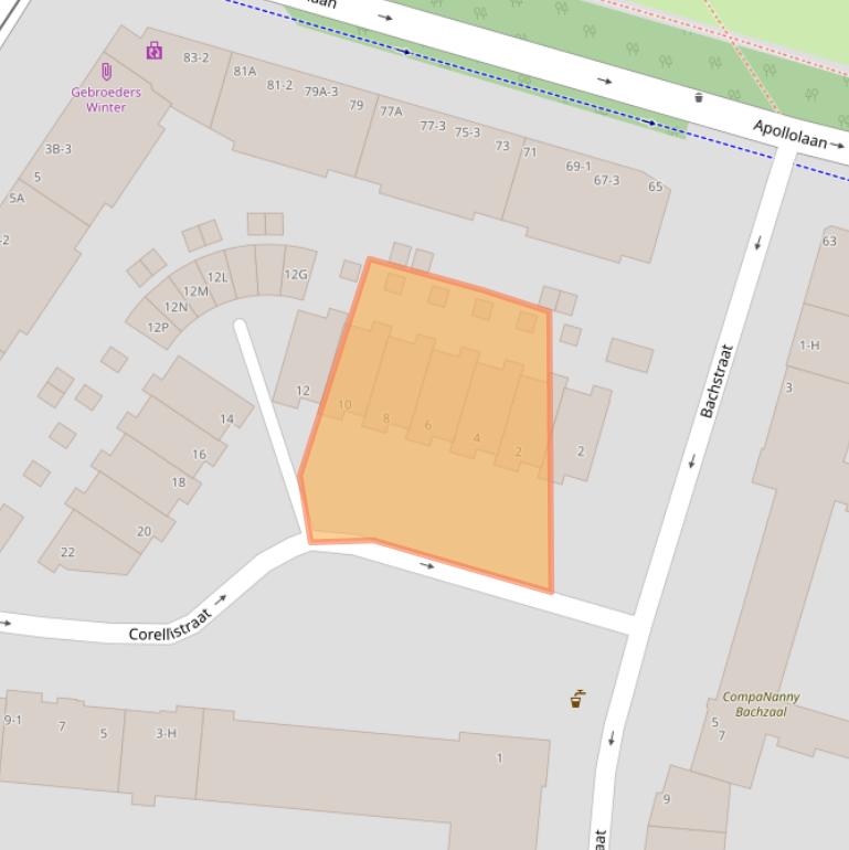 Kaart van postcodegebied 1077HC.