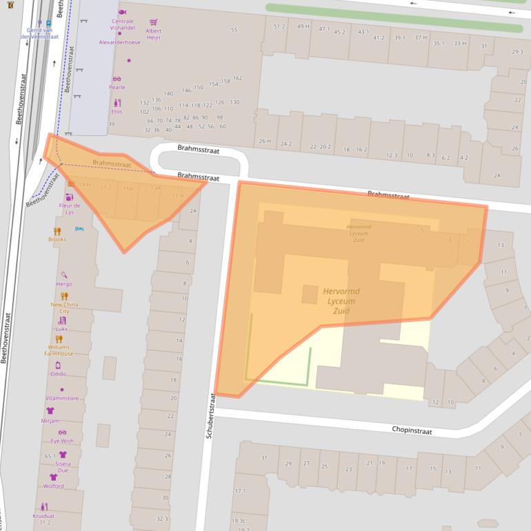 Kaart van postcodegebied 1077HE.