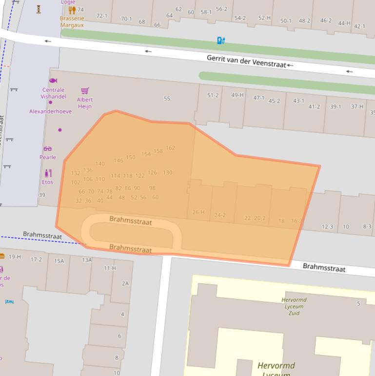 Kaart van postcodegebied 1077HJ.