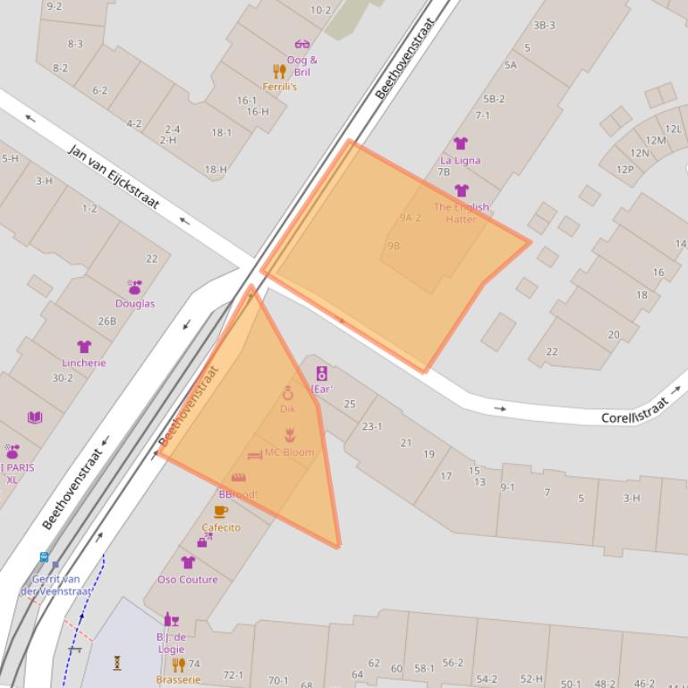 Kaart van postcodegebied 1077HL.