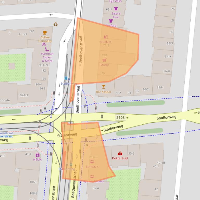 Kaart van postcodegebied 1077HP.