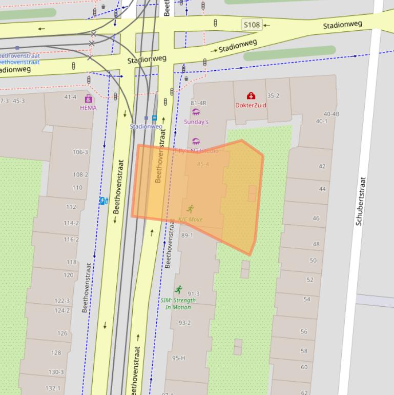 Kaart van postcodegebied 1077HR.