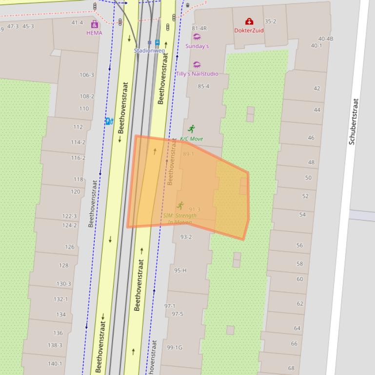 Kaart van postcodegebied 1077HS.