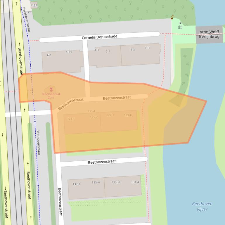 Kaart van postcodegebied 1077JA.