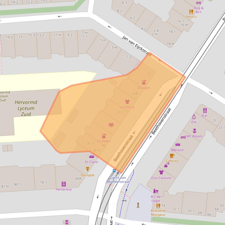 Kaart van postcodegebied 1077JH.