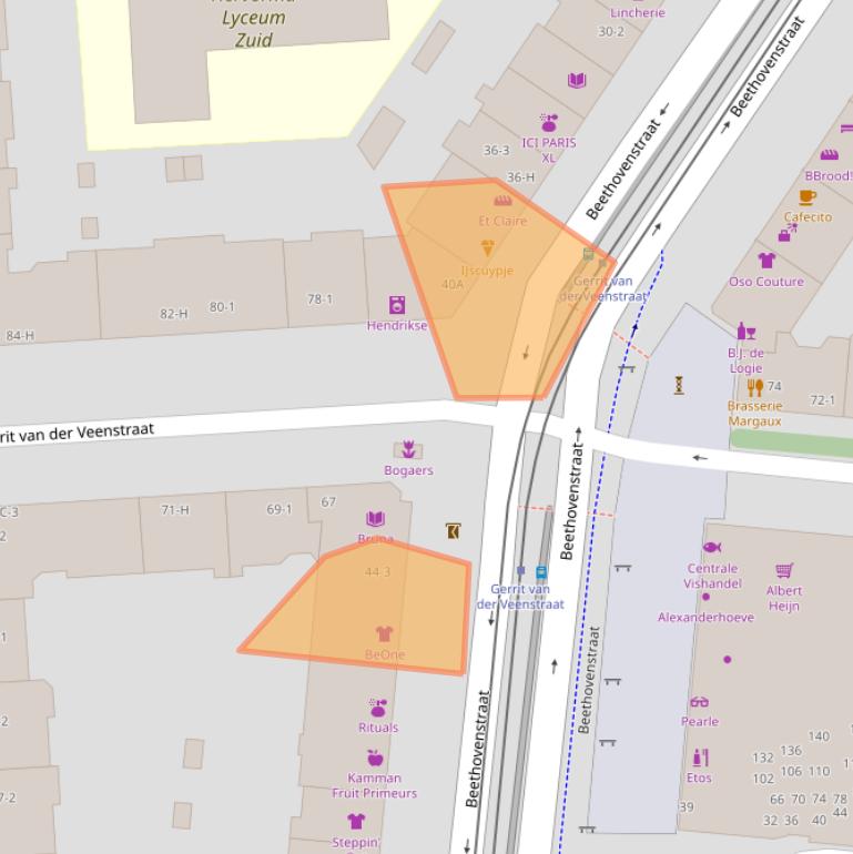 Kaart van postcodegebied 1077JJ.