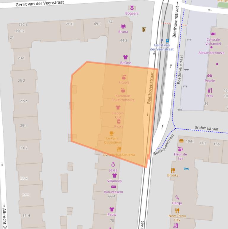 Kaart van postcodegebied 1077JK.