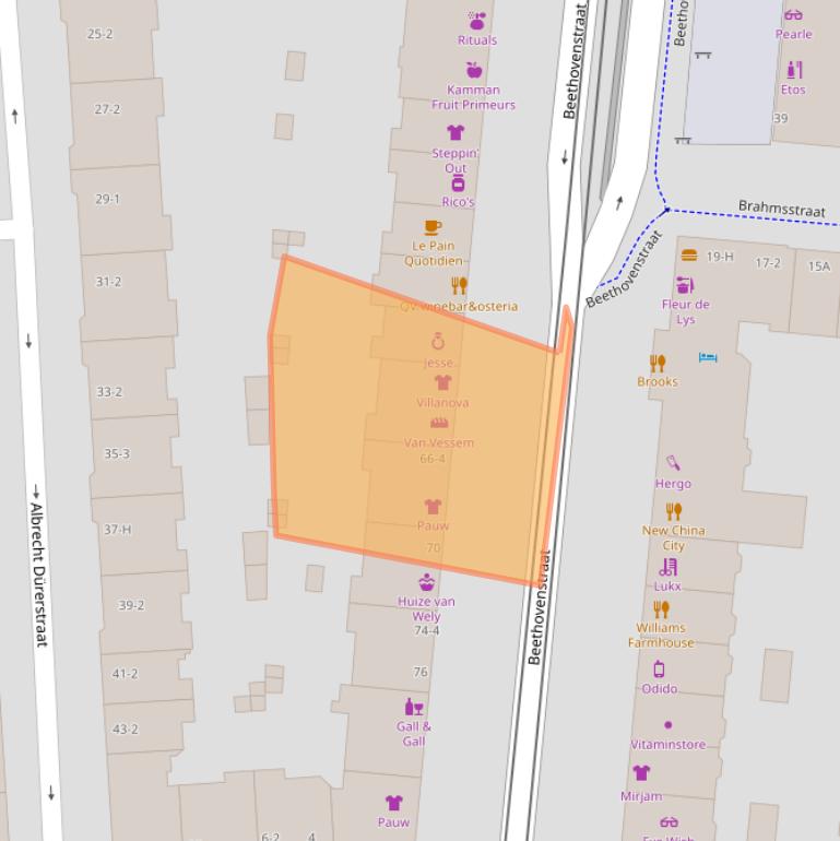 Kaart van postcodegebied 1077JL.