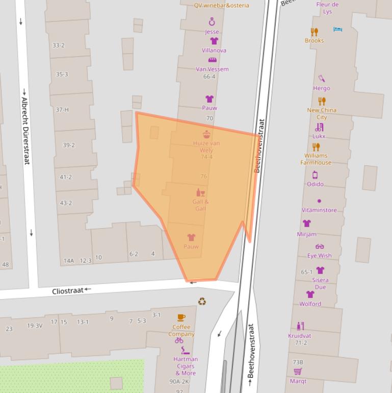 Kaart van postcodegebied 1077JM.