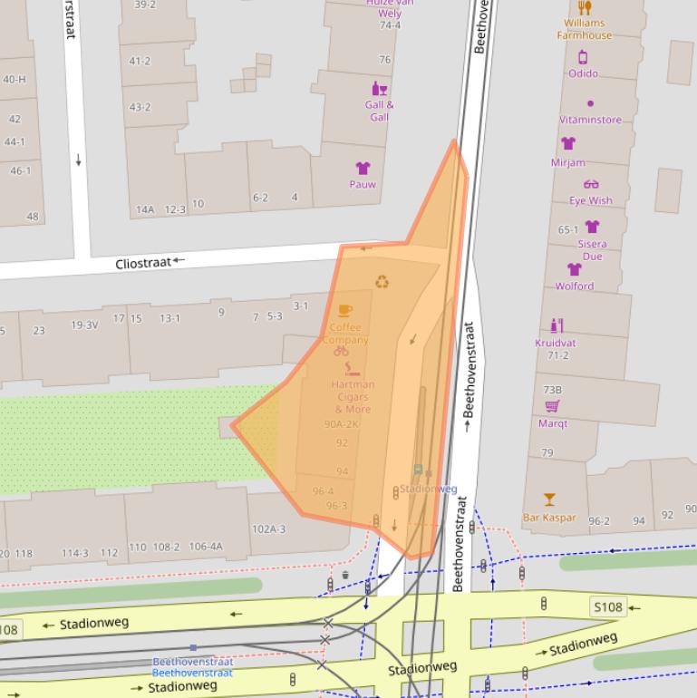 Kaart van postcodegebied 1077JN.