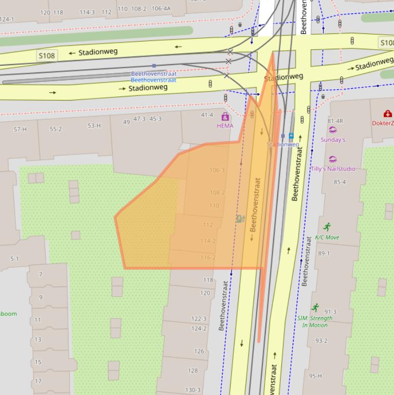 Kaart van postcodegebied 1077JP.