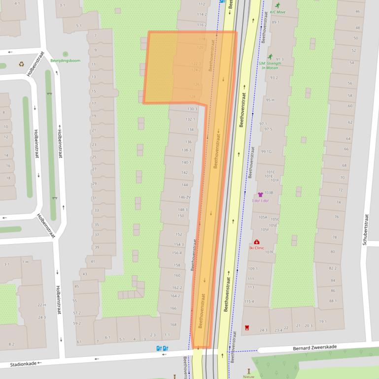 Kaart van postcodegebied 1077JR.